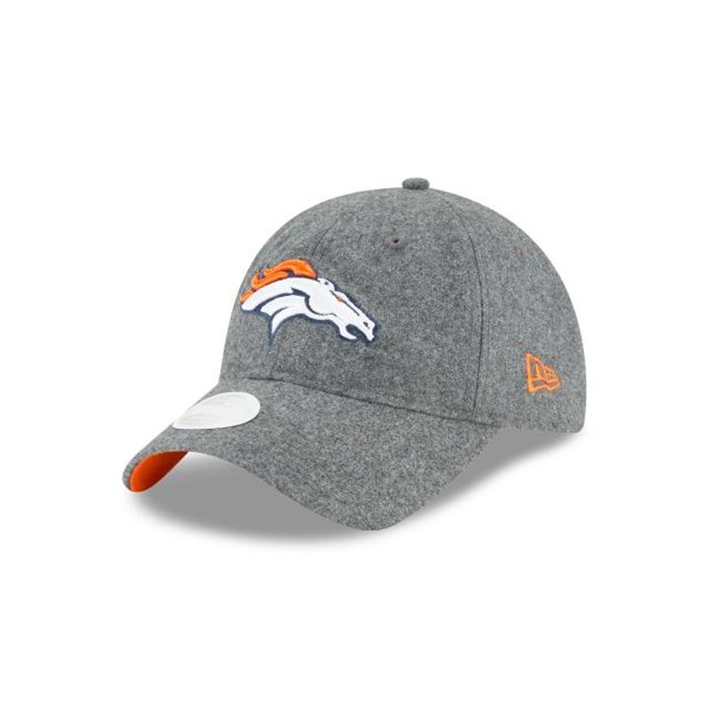 NFL Denver Broncos Womens Melton Wool 9Twenty Adjustable (TFZ1077) - Grey New Era Caps